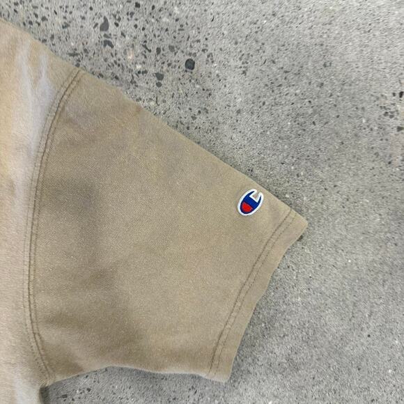 Champion Unisex Medium T-Shirt Tan Pocket Logo Embroidered Vintage Tee - Picture 2 of 3